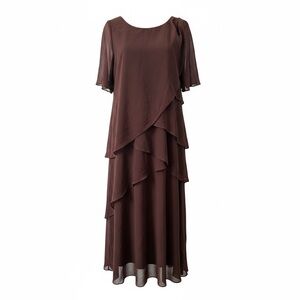 Chic Layered Brown Maxi Dress